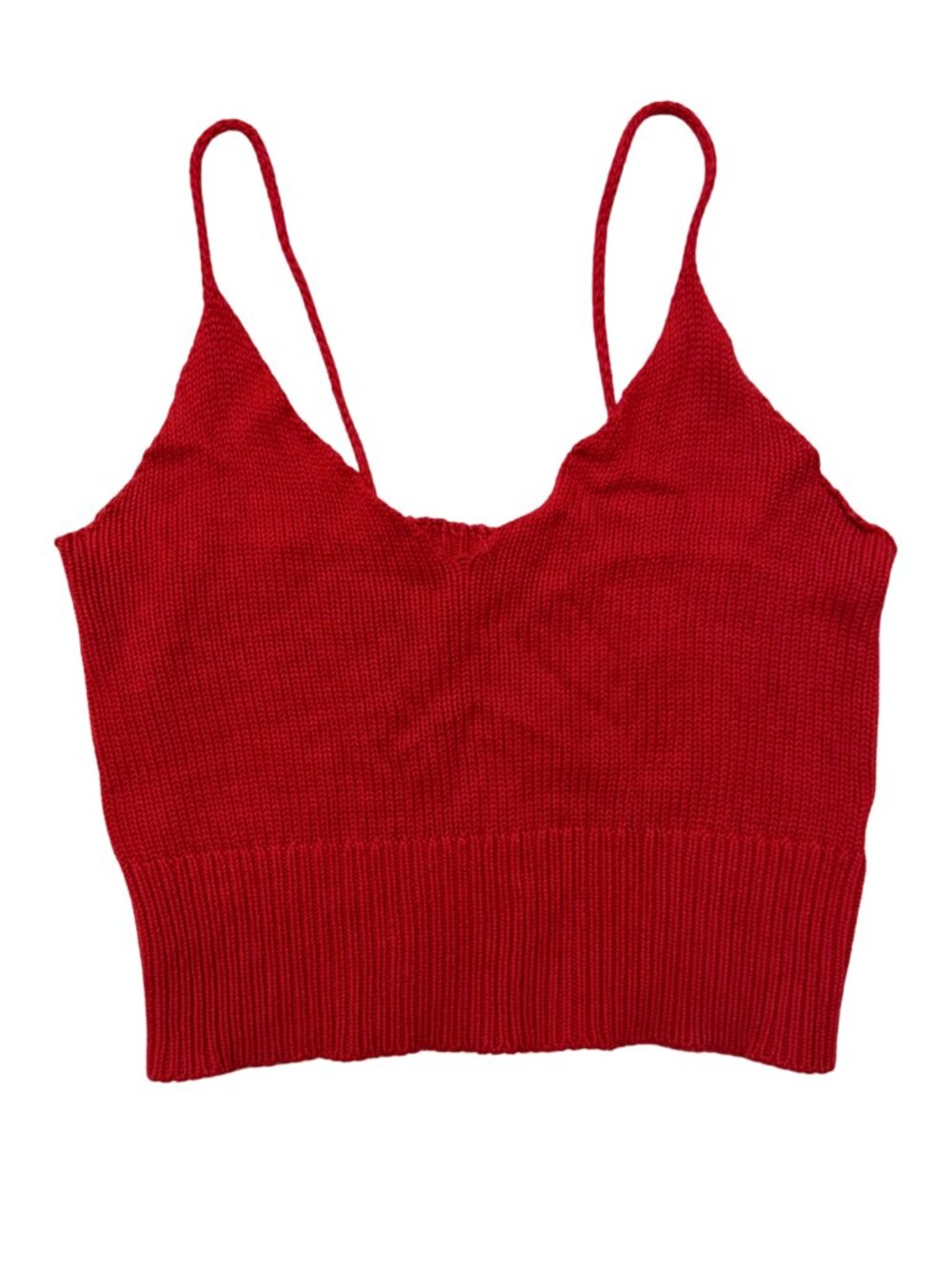 Red 100% Cotton Knit Cropped Tank Size Small